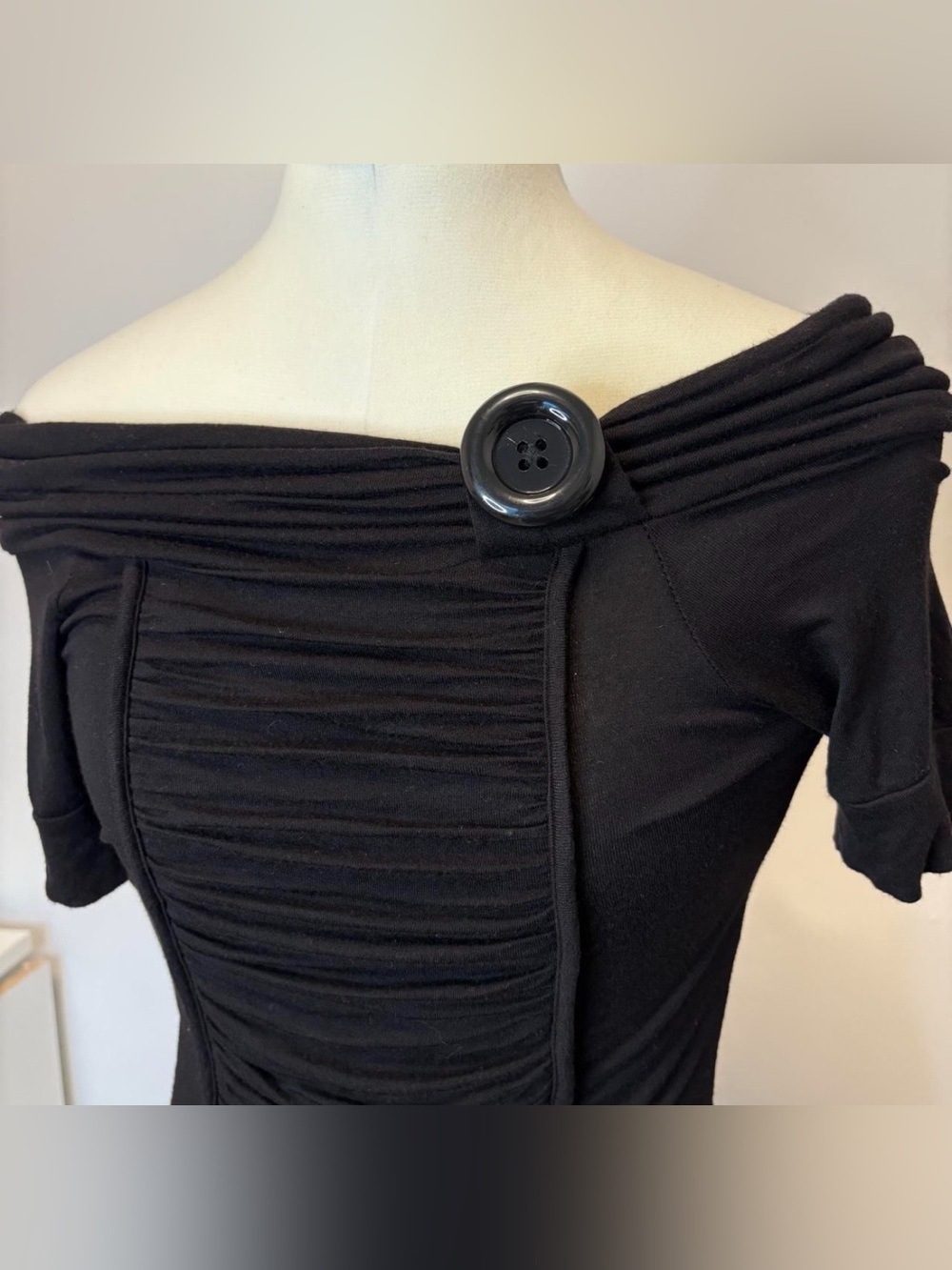 Black Off-Shoulder Ruched Women's top